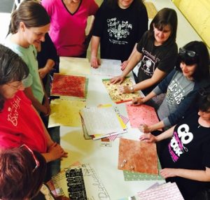 Left-Right-Center game with scrapbook paper!